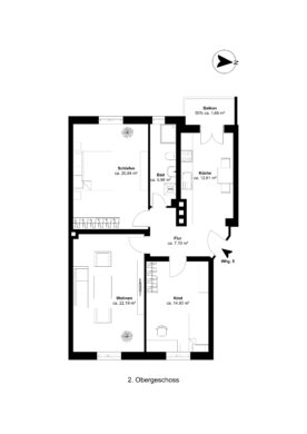 Grundriss 3-Zimmer Links - *Reserviert* Sanierte 3-Zimmerwohnung mit Balkon und Einbauküche