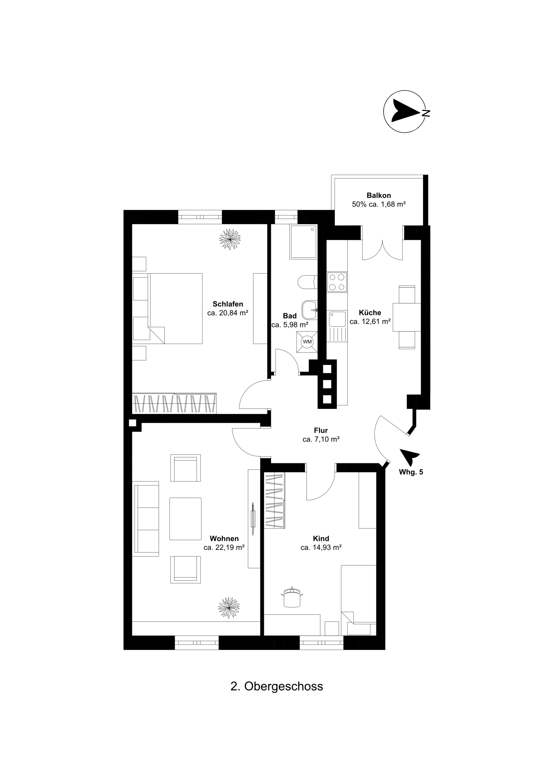 Grundriss 3-Zimmer Links - *Reserviert* Sanierte 3-Zimmerwohnung mit Balkon und Einbauküche