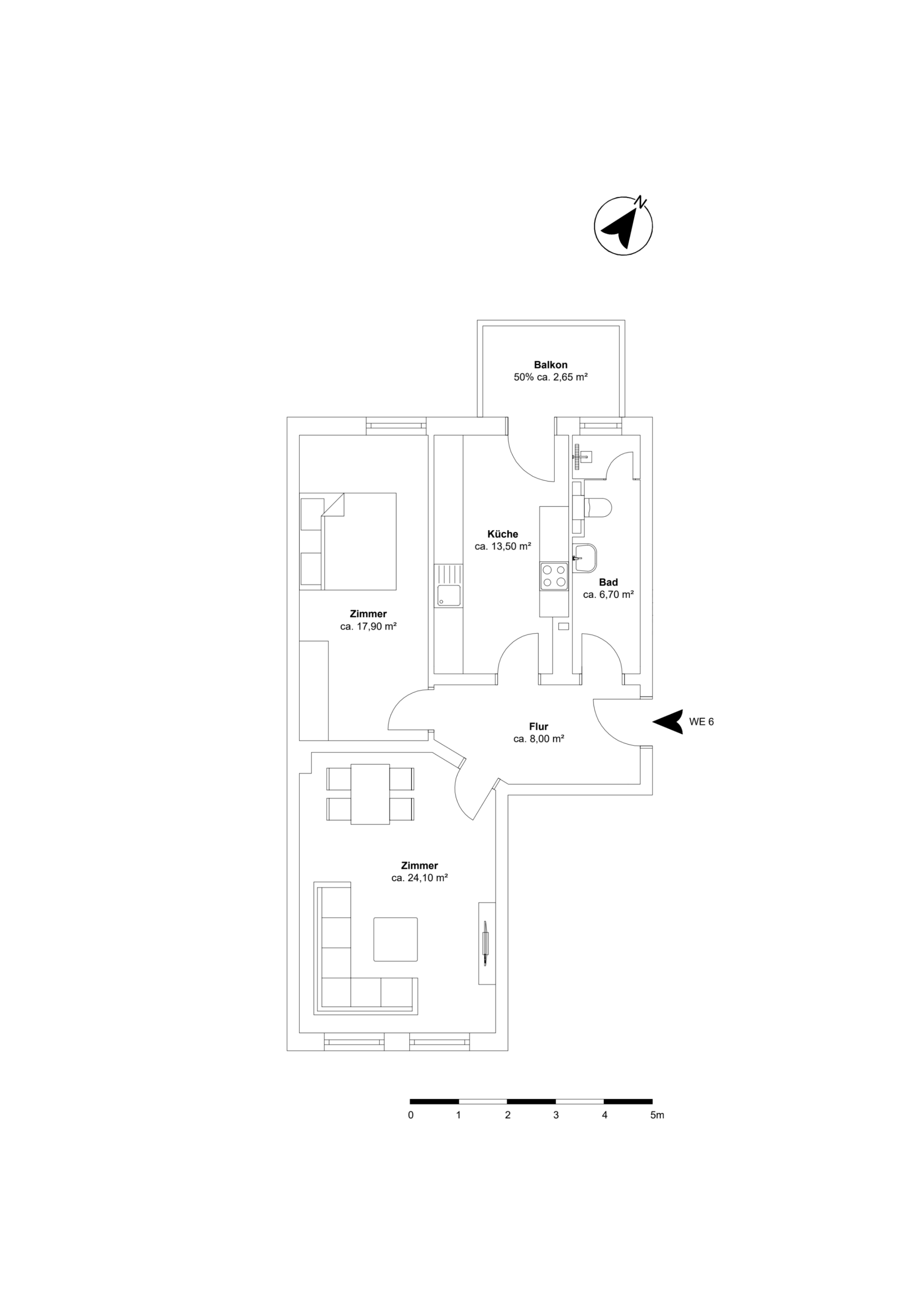 Grundriss - *Verkauft*Sanierte 2-Zimmerwohnung mit großer Küche und Balkon in Bestlage Hannover List