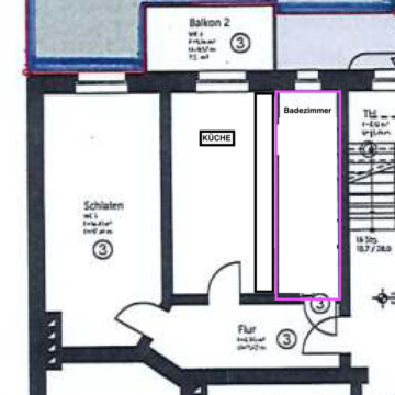 Grundriss - Stilvoll sanierte 1-Zimmer-Wohnung in Toplage der List – Erstbezug mit Balkon & neuer Einbauküche