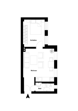 Grundriss - Modernes 2-Zimmer-Studio-Apartment zum Erstbezug in bester Lage der Nordstadt Hannover