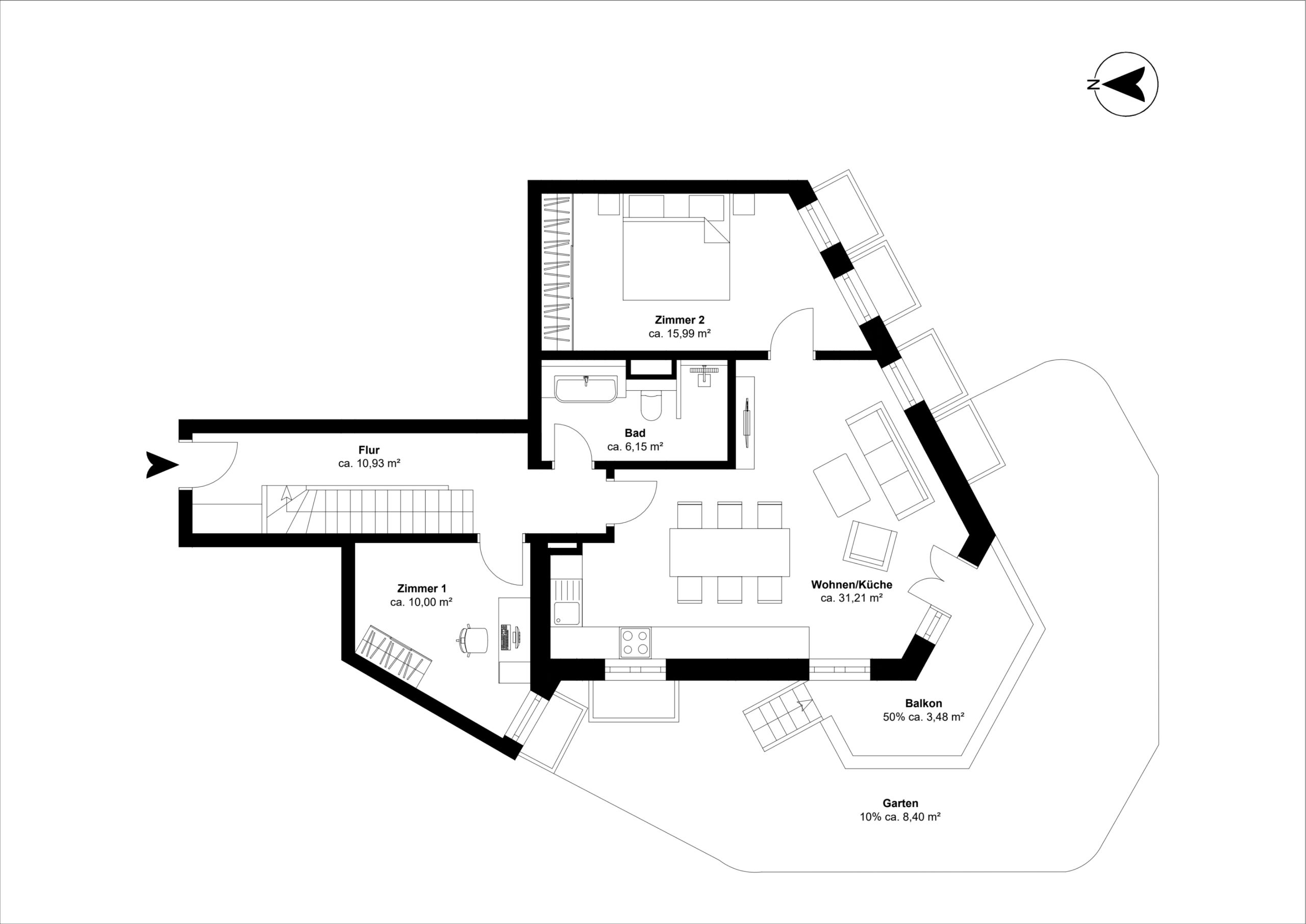 Grundriss obere Etage - Zwei Etagen – Familientraum auf 6 Zimmern mit Gartenanteil im energetischen Neubau