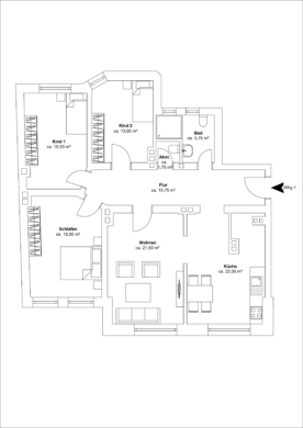 Grundriss - 112m2 – Wohnen in Toplage mit viel Raum und 5 Zimmern