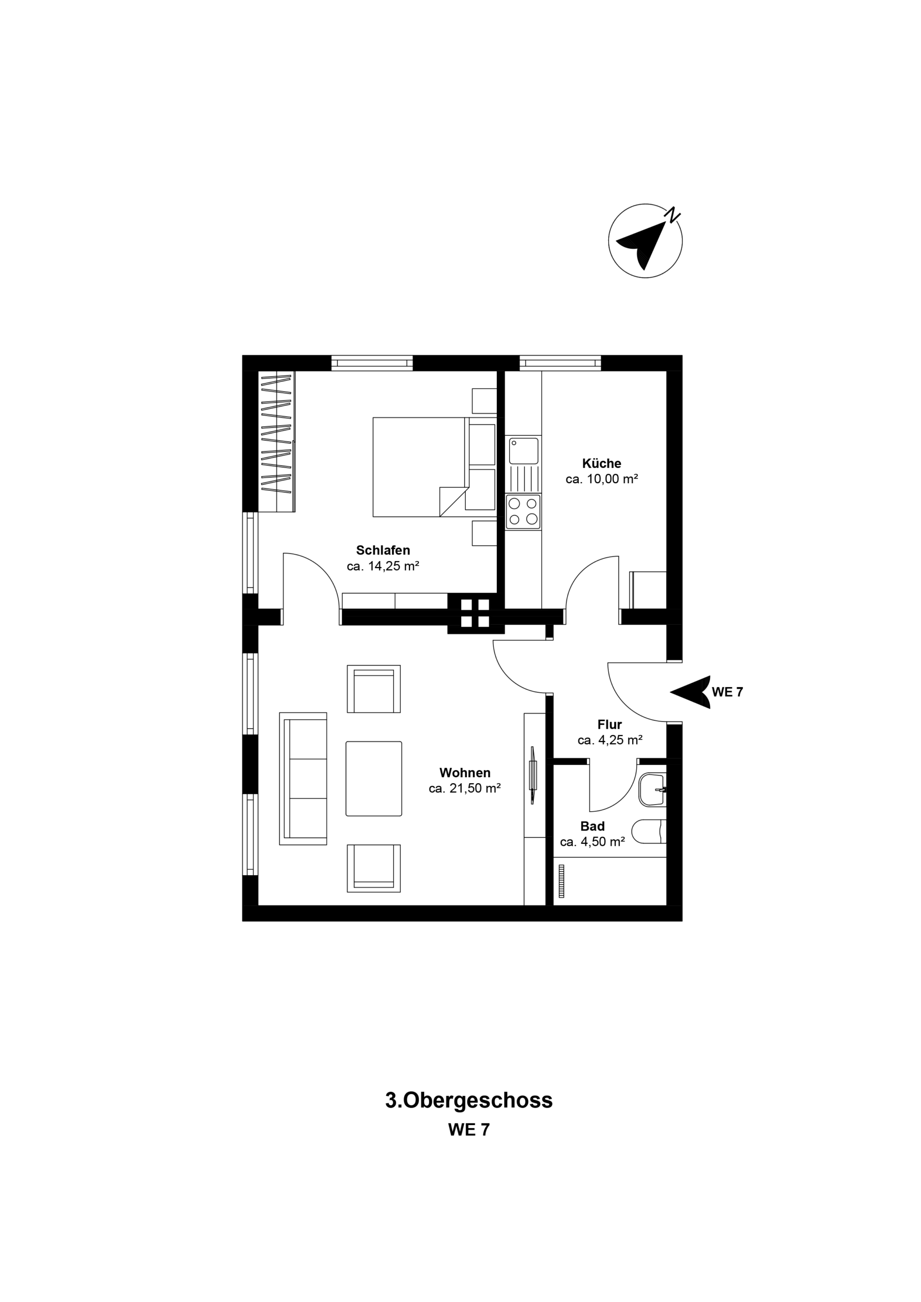 Grundriss - **2-Zimmerwohnung mit Einbauküche** Erstbezug nach hochwertiger Sanierung