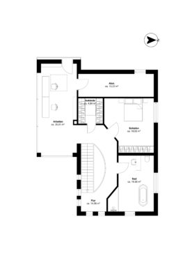 Grundriss OG. Aktuell - *Reserviert* Architektur trifft auf höchsten Komfort mit Saunahaus und Whirlpool