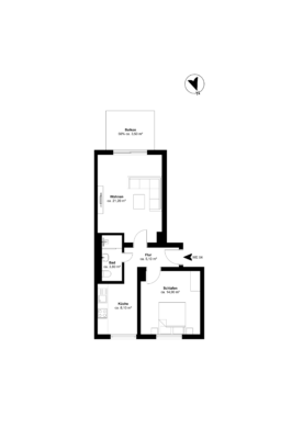 Grundriss - **verkauft** 2-Zimmerwohnung mit Echtholzparkett, Balkon und Einbauküche in Bestlage Hannover