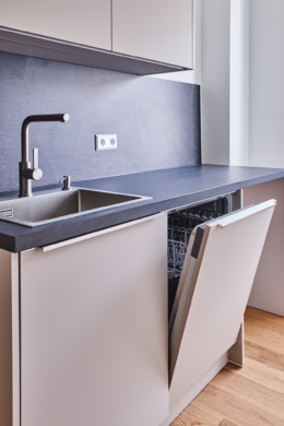 Einbauküche mit Geschirrspüler - Erstbezug nach Sanierung – Zweizimmer mit großem Balkon und Einbauküche