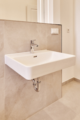 Detail Badezimmer - Hochwertigste Eigentumswohnung im vollsaniertem Haus – 3-Zimmer mit Balkon-Zugang zum Garten