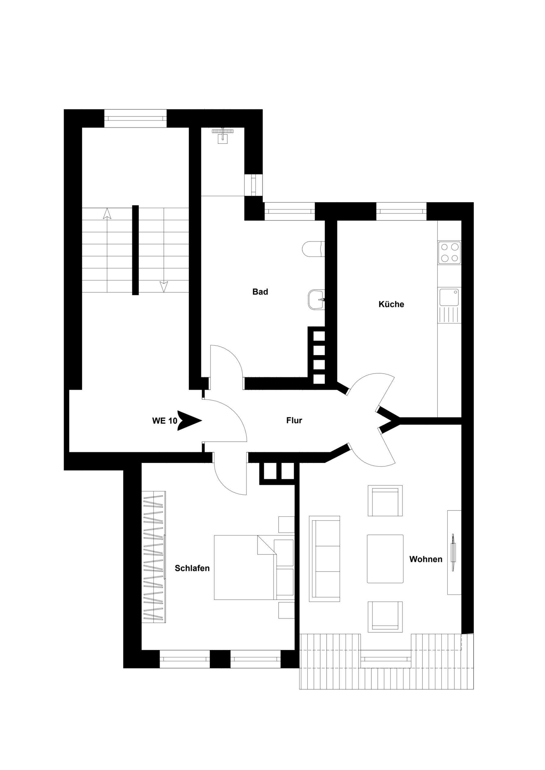 Grundriss - Hannover Linden – 2,5-Zimmerwohnung mit Einbauküche und Luxusausstattung