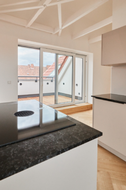 Blick aus der Küche - Erstbezug – Penthouse mit Zwei Terrassen und exklusiver Ausstattung