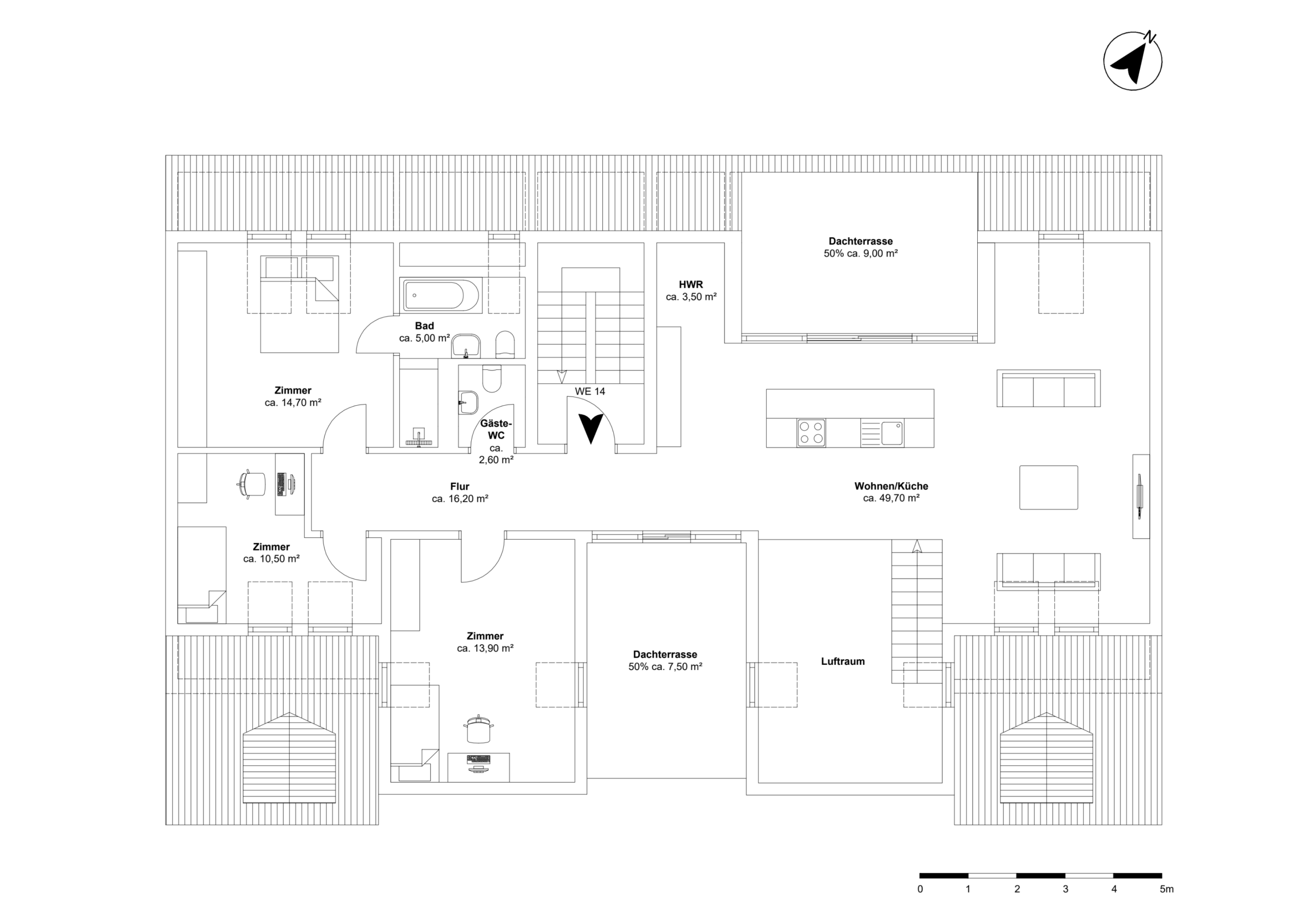 WE14 oben - Erstbezug – Penthouse mit Zwei Terrassen und exklusiver Ausstattung