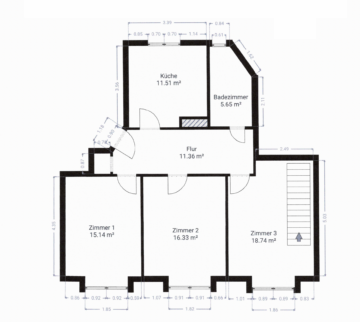 Grundriss 4.OG - **Verkauft**Exklusive 4-Zimmer-Maisonette Wohnung in der Südstadt am Stephansplatz mit zwei Bädern