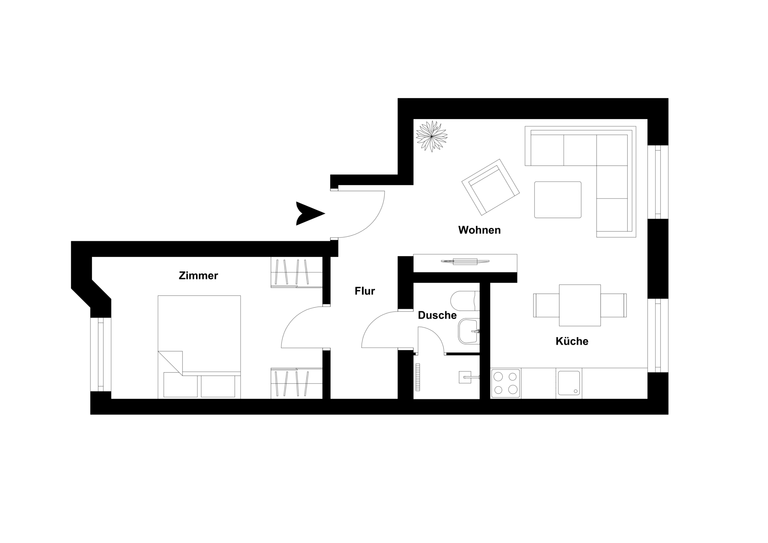 Grundriss - Saniertes 2-Zimmerapartment in Bestlage – Nordstadt Hannover