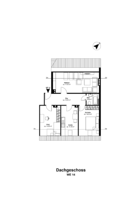 Grundriss - Vollsanierte 3-Zimmerwohnung mit großem Bad und HWR