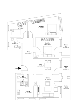 Grundriss - !!Verkauft**Familientraum** 5-Zimmerwohnung – Hochwertig saniert mit Einbauküche